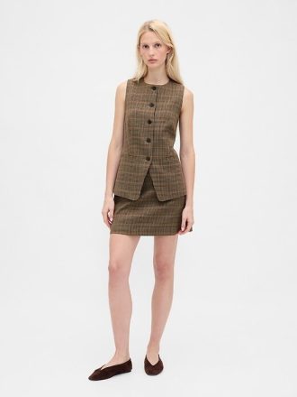 Mini gonna-pantalone a spina di pesce