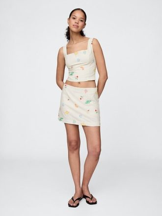 Mini gonna-pantalone in misto lino