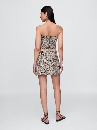 Mini gonna-pantalone in misto lino