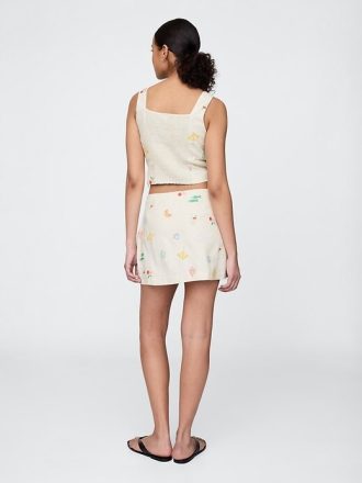 Mini gonna-pantalone in misto lino