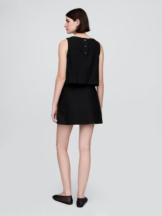 Mini gonna-pantalone in misto lino