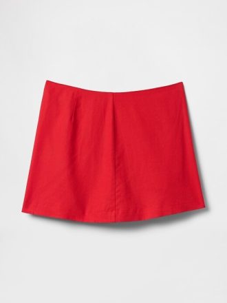 Mini gonna-pantalone in misto lino