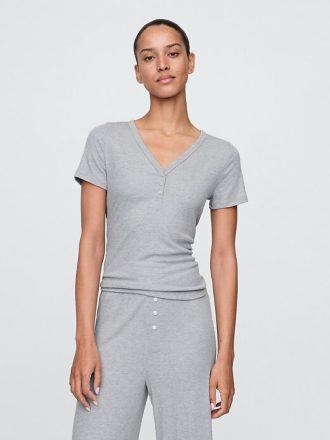 Mini maglia Henley a costine