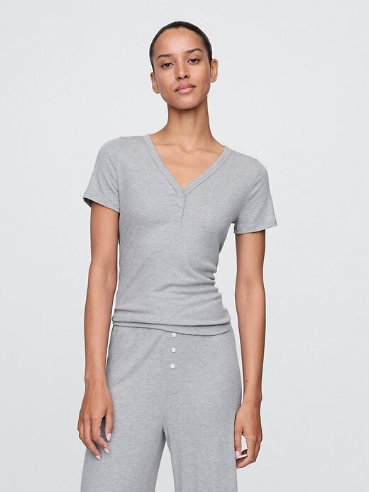 Mini maglia Henley a costine Mini maglia Henley a costine