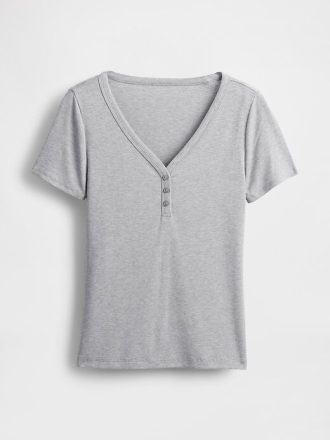Mini maglia Henley a costine