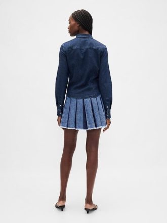 Minigonna in denim plissettato