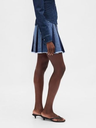 Minigonna in denim plissettato