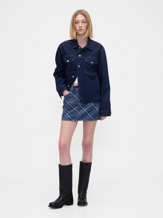 Minigonna in denim scozzese Minigonna in denim scozzese