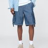 Pantaloncini cargo larghi in denim da 11″