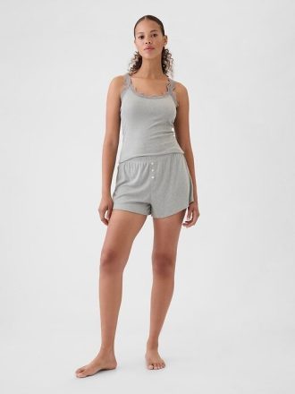 Pantaloncini da pigiama a costine mini rilassati