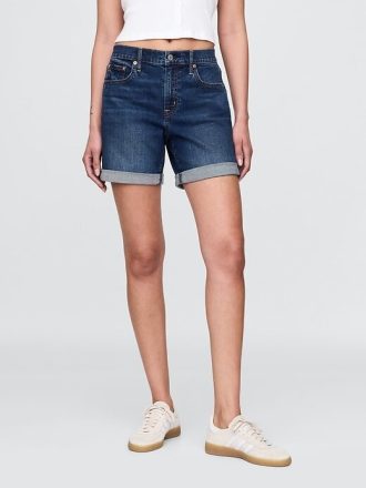 Pantaloncini da ragazza in denim a vita media da 5″