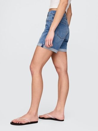 Pantaloncini da ragazza in denim a vita media da 5″