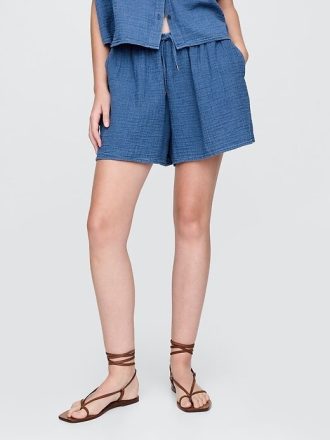 Pantaloncini in denim di garza di cotone facili da indossare