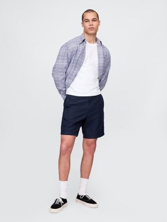 Pantaloncini in lino e cotone da 8″