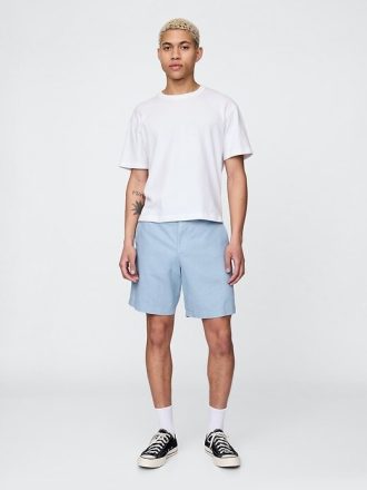 Pantaloncini in lino e cotone da 8″