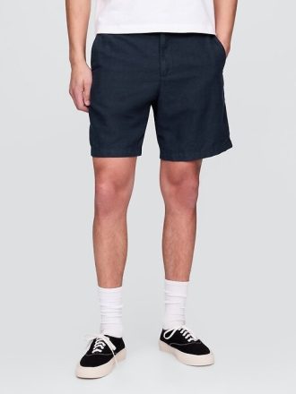 Pantaloncini in lino e cotone da 8″