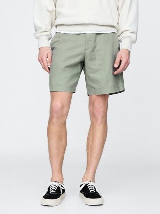 Pantaloncini in lino e cotone da 8″