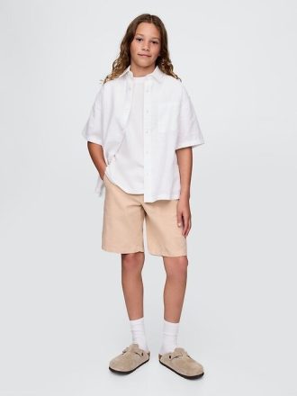 Pantaloncini in lino e cotone da 8″ per bambini