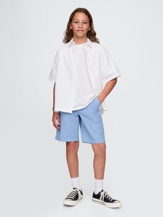 Pantaloncini in lino e cotone da 8″ per bambini