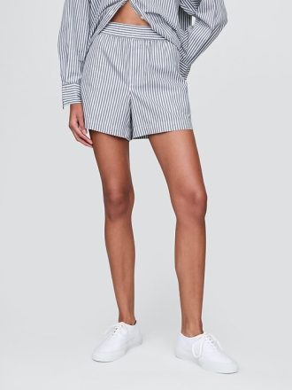 Pantaloncini in popeline di cotone biologico a righe