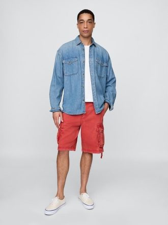 Pantaloncini larghi cargo in twill