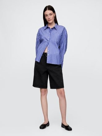 Pantaloncini lunghi in denim a vita media da 11″
