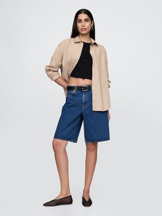 Pantaloncini lunghi in denim a vita media da 11″