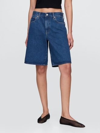 Pantaloncini lunghi in denim a vita media da 11″