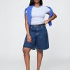 Pantaloncini lunghi in denim a vita media da 11″
