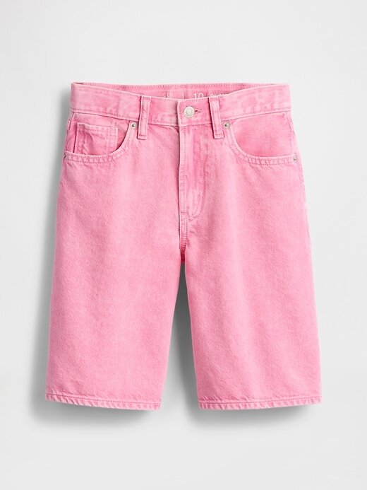 Pantaloncini lunghi in denim a vita media per bambini Pantaloncini lunghi in denim a vita media per bambini
