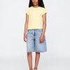 Pantaloncini lunghi in denim a vita media per bambini Pantaloncini lunghi in denim a vita media per bambini