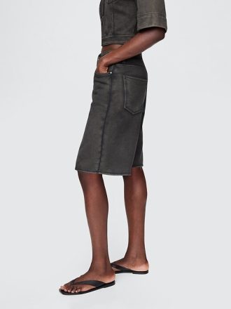 Pantaloncini lunghi in denim French Terry a vita media da 11″