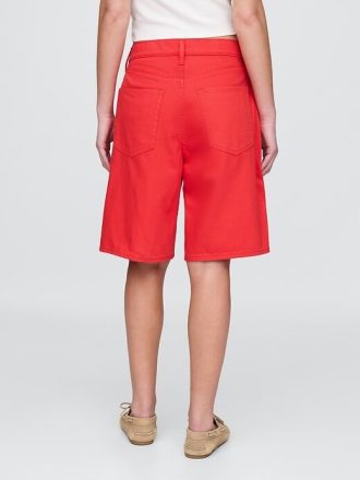 Pantaloncini lunghi in denim ultra morbidi a vita media da 11″