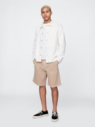Pantaloncini plissettati color cachi