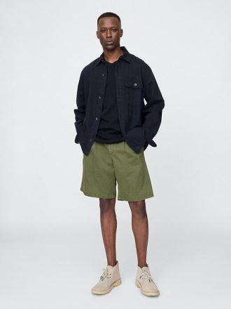 Pantaloncini plissettati color cachi