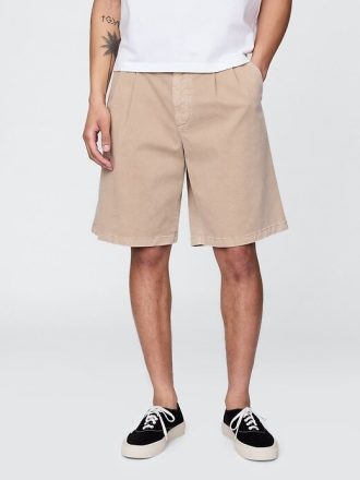 Pantaloncini plissettati color cachi