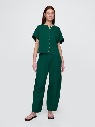 Pantaloni a canna facile in garza di cotone
