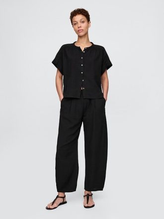 Pantaloni a canna facile in garza di cotone