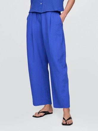 Pantaloni a canna facile in garza di cotone