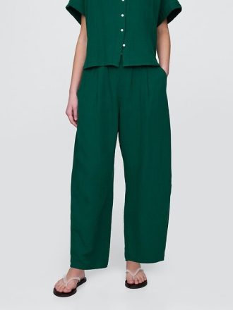 Pantaloni a canna facile in garza di cotone