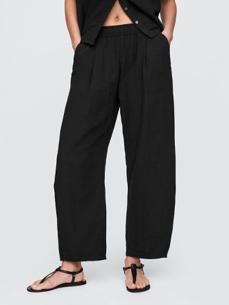 Pantaloni a canna facile in garza di cotone