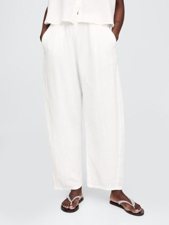 Pantaloni a canna facile in garza di cotone