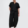 Pantaloni a canna facile in garza di cotone