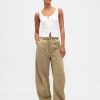 Pantaloni a ferro di cavallo in twill a vita media Pantaloni a ferro di cavallo in twill a vita media