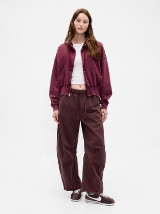 Pantaloni a ferro di cavallo in twill a vita media