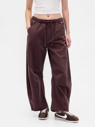 Pantaloni a ferro di cavallo in twill a vita media