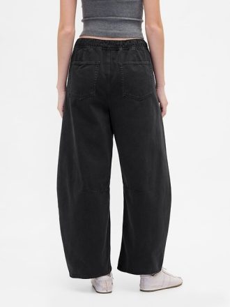 Pantaloni a ferro di cavallo in twill a vita media