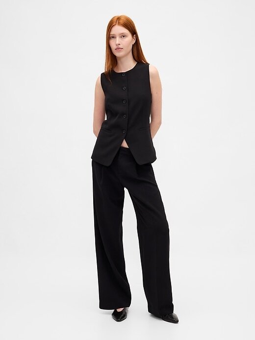 Pantaloni a gamba larga con pieghe a vita bassa 365 Pantaloni a gamba larga con pieghe a vita bassa 365