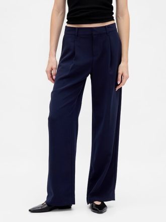 Pantaloni a gamba larga con pieghe a vita bassa 365