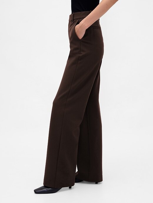 Pantaloni a gamba larga in maglia doppia a vita alta Pantaloni a gamba larga in maglia doppia a vita alta